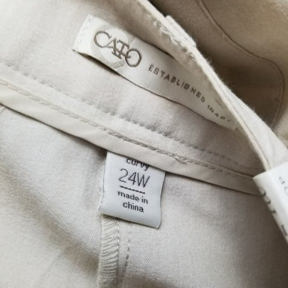 Cato Pants Womens 24W Cream Stretch High Rise Curvy Shape Enhancing Crop NWT - Picture 11 of 15